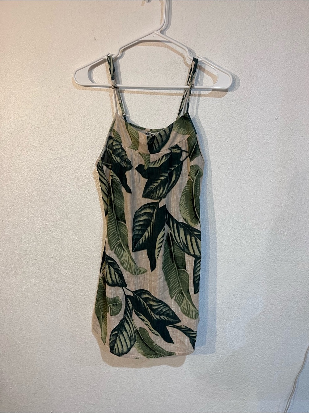 Rip Curl Womens XS Palm Leaf Cami Sundress Green Tropical Mini Beach Dress